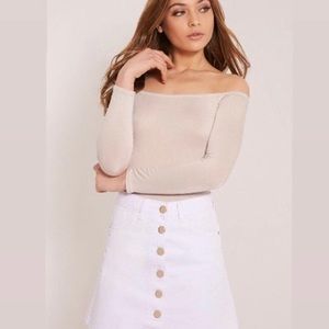 White Denim Mini Skirt Stretchy Celebrity Pink Size Small